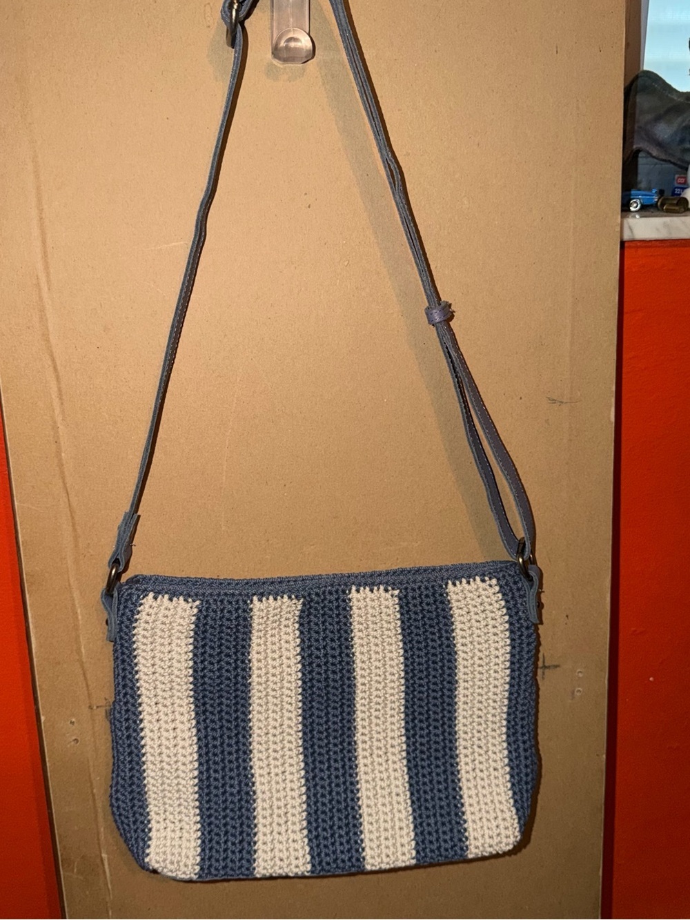 The Sak Blue and White Striped Crossbody Bag
